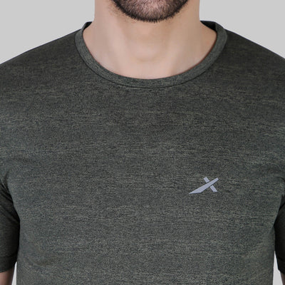 Solid Men Round Neck Blue | Grey T-Shirt