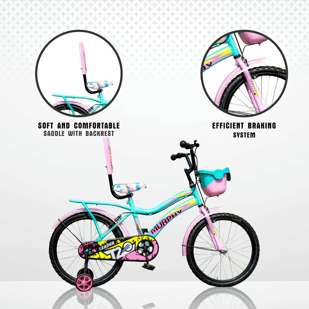 Murphy 16T Sea Green and Light Pink Colour Cycle for Kids, Age Group 5 to 7 Years, 16" Road Cycle, Single Speed, Green