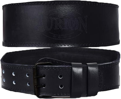 Aurion by 10Club Premium Genuine Leather Weight Lifting Belt-XL | HeavyDuty Powerlifting Belt | Body Fitness And Gym Back Support Weightlifting Belt | Unisex | Adjustable Buckle | Full Black