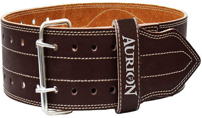 Aurion by 10Club Premium Leather Weight Lifting Belt-Small | Powerlifting Leather Gym Belt for Workout | Dead Lift Belt - Coffee