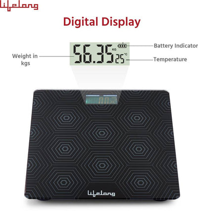 Digital Weighing Scale | Glass Weighing Scale Machine|Electronic Bathroom Scales & Weight Machine for Home & Human Balance with 2 Years warranty & Battery included (Black)