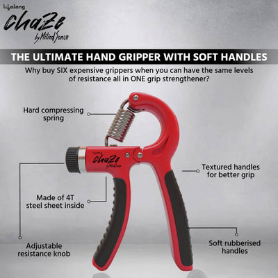 Chaze by Milind Soman Adjustable Hand Grip Strengthener|Hand Exerciser Hand Grip/Fitness Grip