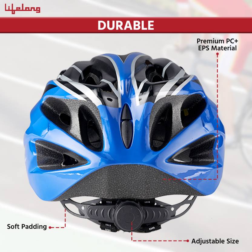 Adjustable Cycling Helmet with Detachable Visor|Adjustable Light Weight Mountain Bike Cycle Helmet with Padding for Kids and Adults|Racing Helmet for Men and Women (6 Months Warranty) | Blue