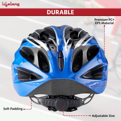 Adjustable Cycling Helmet with Detachable Visor|Adjustable Light Weight Mountain Bike Cycle Helmet with Padding for Kids and Adults|Racing Helmet for Men and Women (6 Months Warranty) | Blue