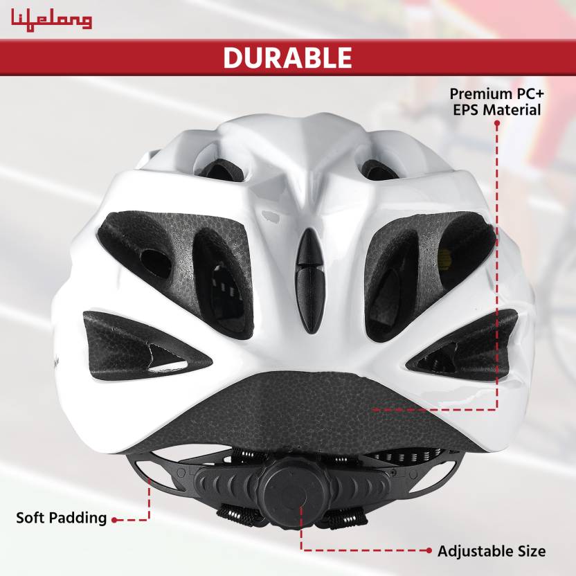 Adjustable Cycling Helmet with Detachable Visor | Adjustable Light Weight Mountain Bike Cycle Helmet with Padding for Kids and Adults (White | 6 Months Warranty) | White