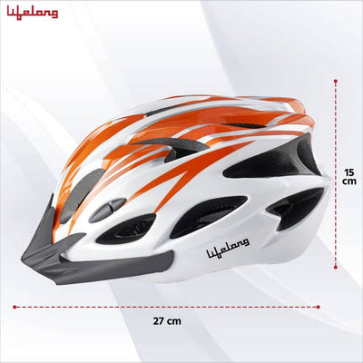 Adjustable Cycling Helmet with Detachable Visor|Adjustable Light Weight Mountain Bike Cycle Helmet with Padding for Kids and Adults|Racing Helmet for Men and Women (6 Months Warranty) | Orange