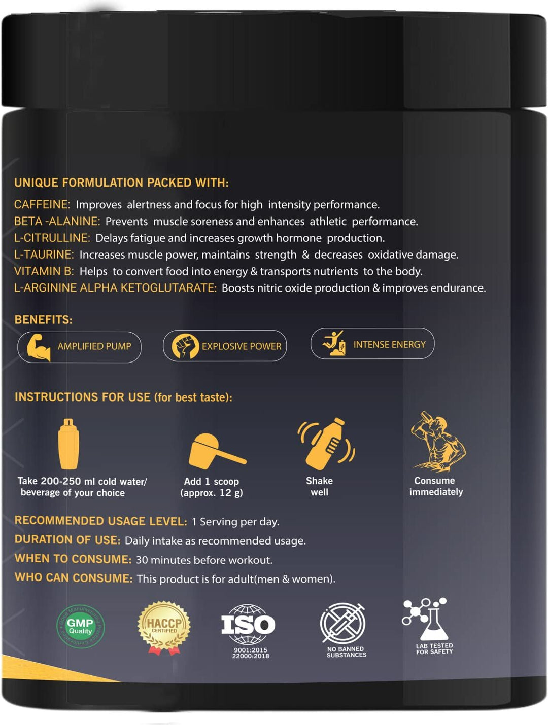 Pre-Workout Supplement with Essential Minerals & L-Arginine for Lean Muscle Fruit Punch 400GM