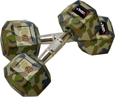 Premium Solid Rubber Hexa Camo (10Kg*2) Fixed Weight Dumbbell (20 kg)