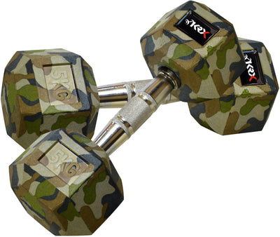 Premium Solid Rubber Hexa CAMO (5Kg*2) Fixed Weight Dumbbell (10 kg)