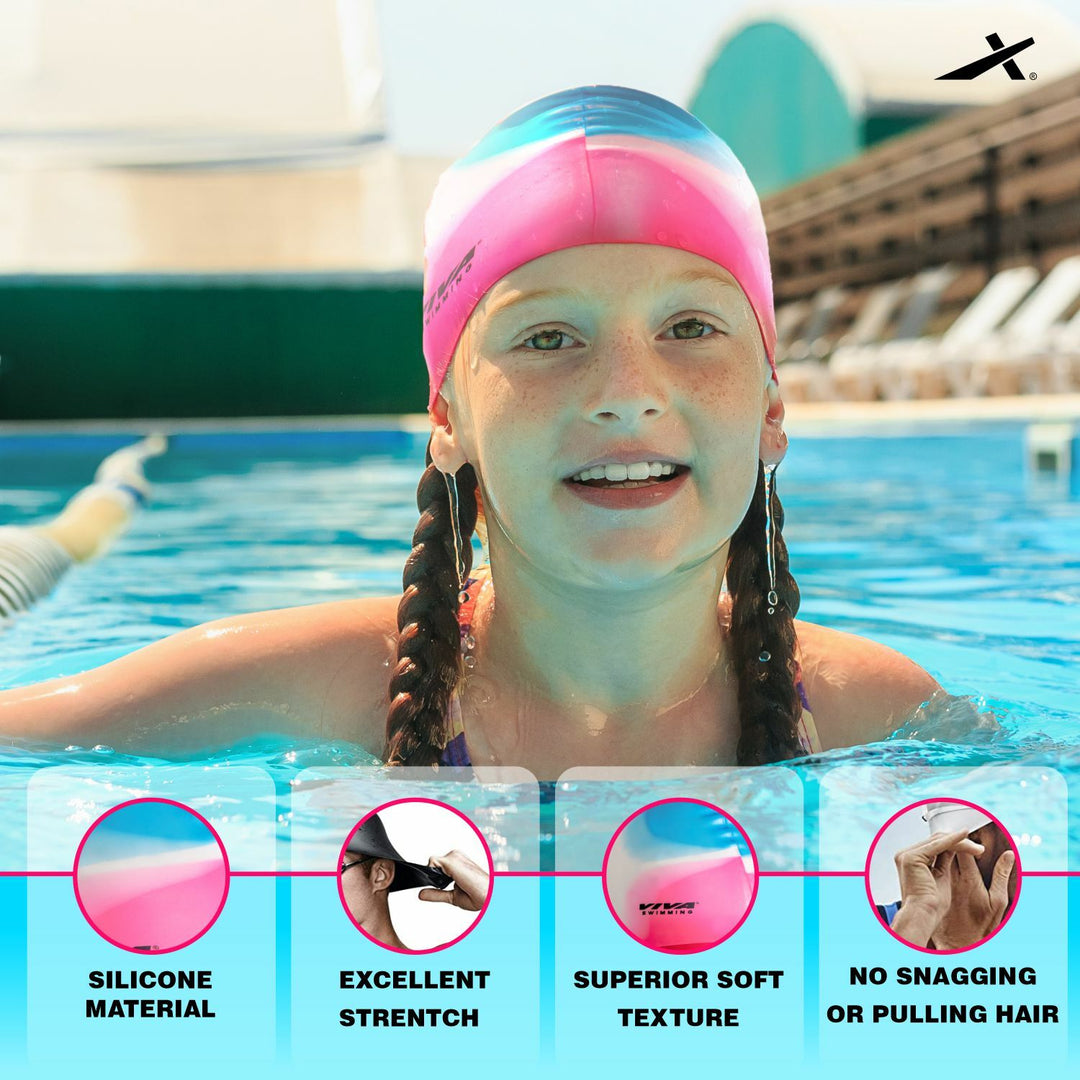 Premium Swimming Kit (Silicone Cap / Swimming Goggle / Earplugs)(Blue/Pink)