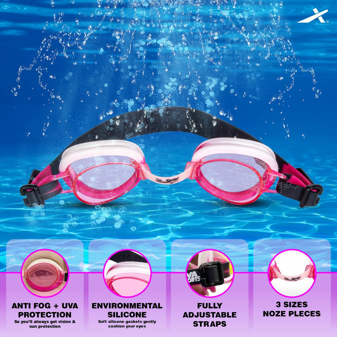 Premium Swimming Kit (Silicone Cap / Swimming Goggle / Earplugs)(Pink/Black)