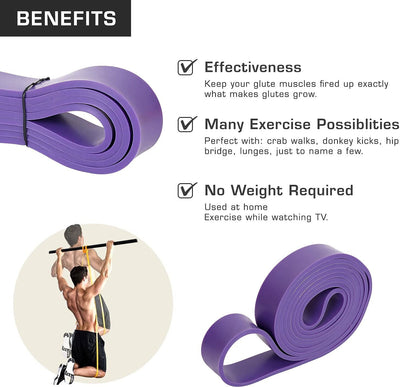 Pull Up Assist Band Stretching Resistance Band - Mobility and Powerlifting Band (Purple)