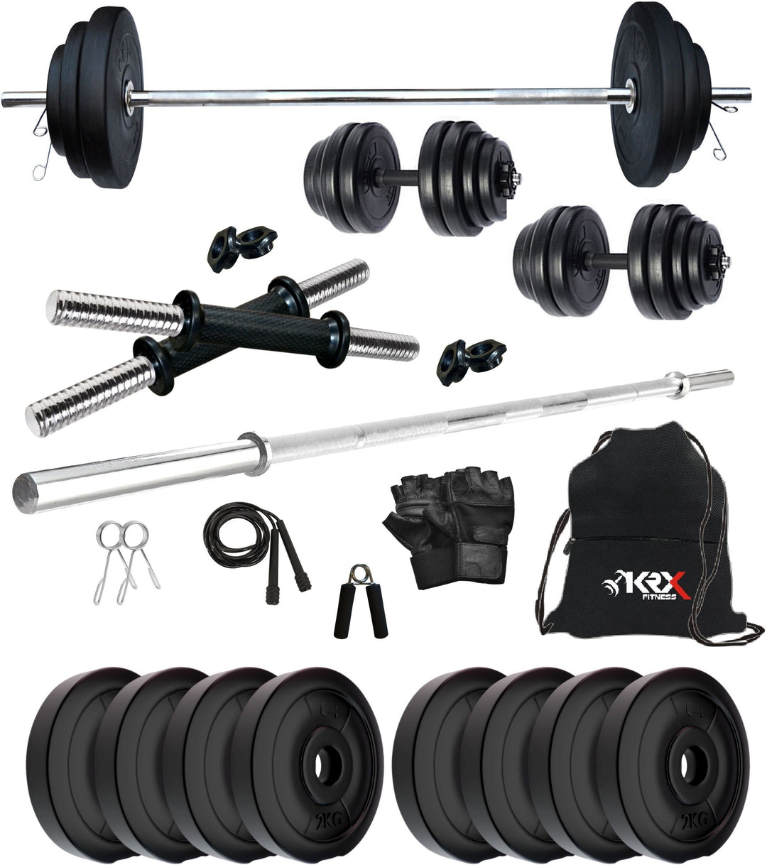 16 kg (2 kg x 8 = 16kg) PVC Combo | One 4 Ft Plain Rod and One Pair Dumbbell Rods | Home Gym