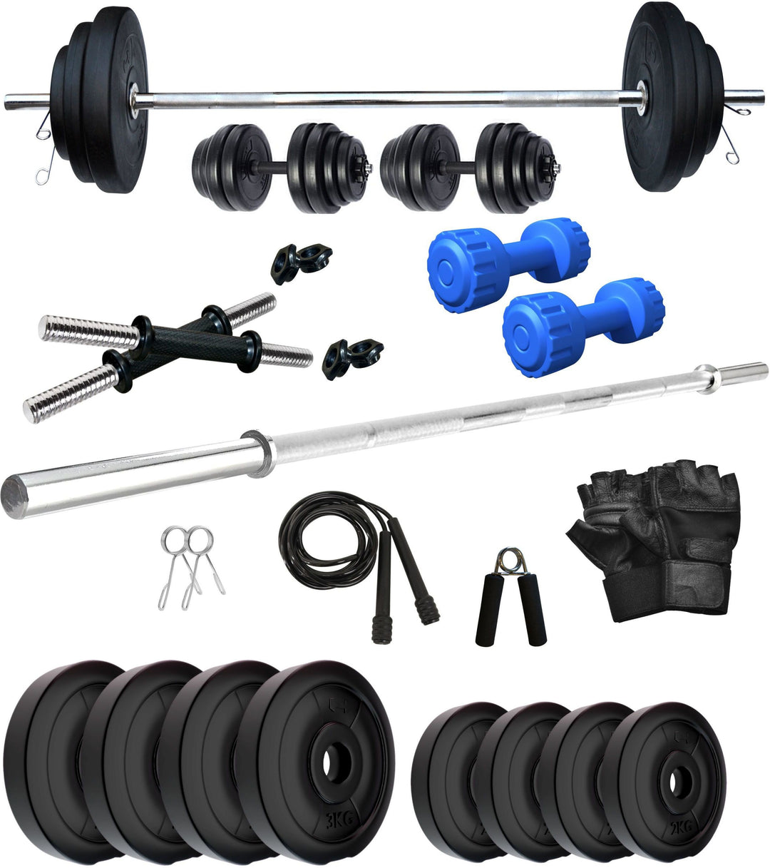 ALYV 20 kg PVC 20 kg Combo 9 WB With PVC Dumbbells Home Gym