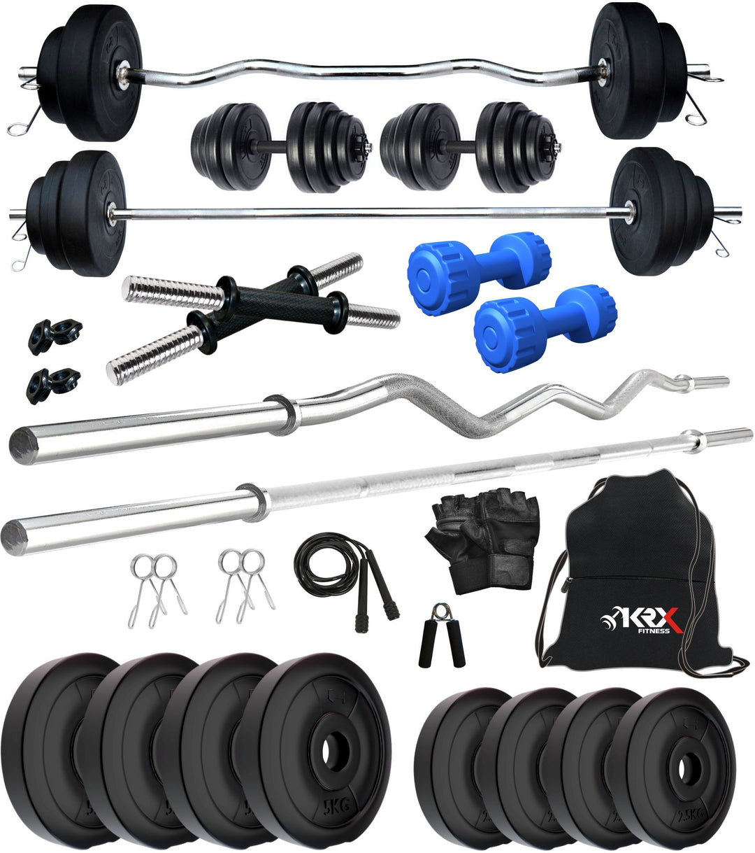 30 kg PVC Combo With PVC Dumbbells | Home Gym | (2.5 Kg x 4 = 10 Kg + 5 Kg x 4 = 20Kg )