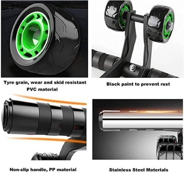 4 wheel Ab wheel roller | Green - Kriya Fit