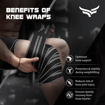 Unisex Knee Wraps (2 Meters, Set of 2) - Grey - Kriya Fit