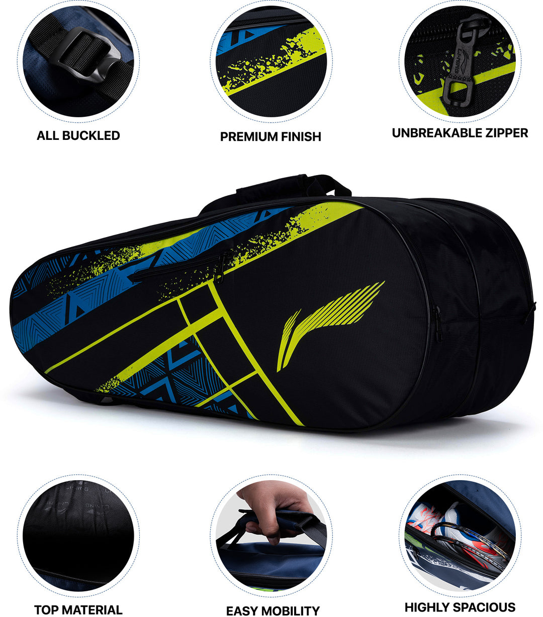 Li-Ning Raider Max Badminton Kit Bag Kit Bag (Black / Blue) (Size - L/50 L)