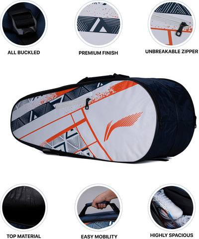 Li-Ning Raider Max Badminton Kit Bag Kit Bag (White) (Size - L/50 L)