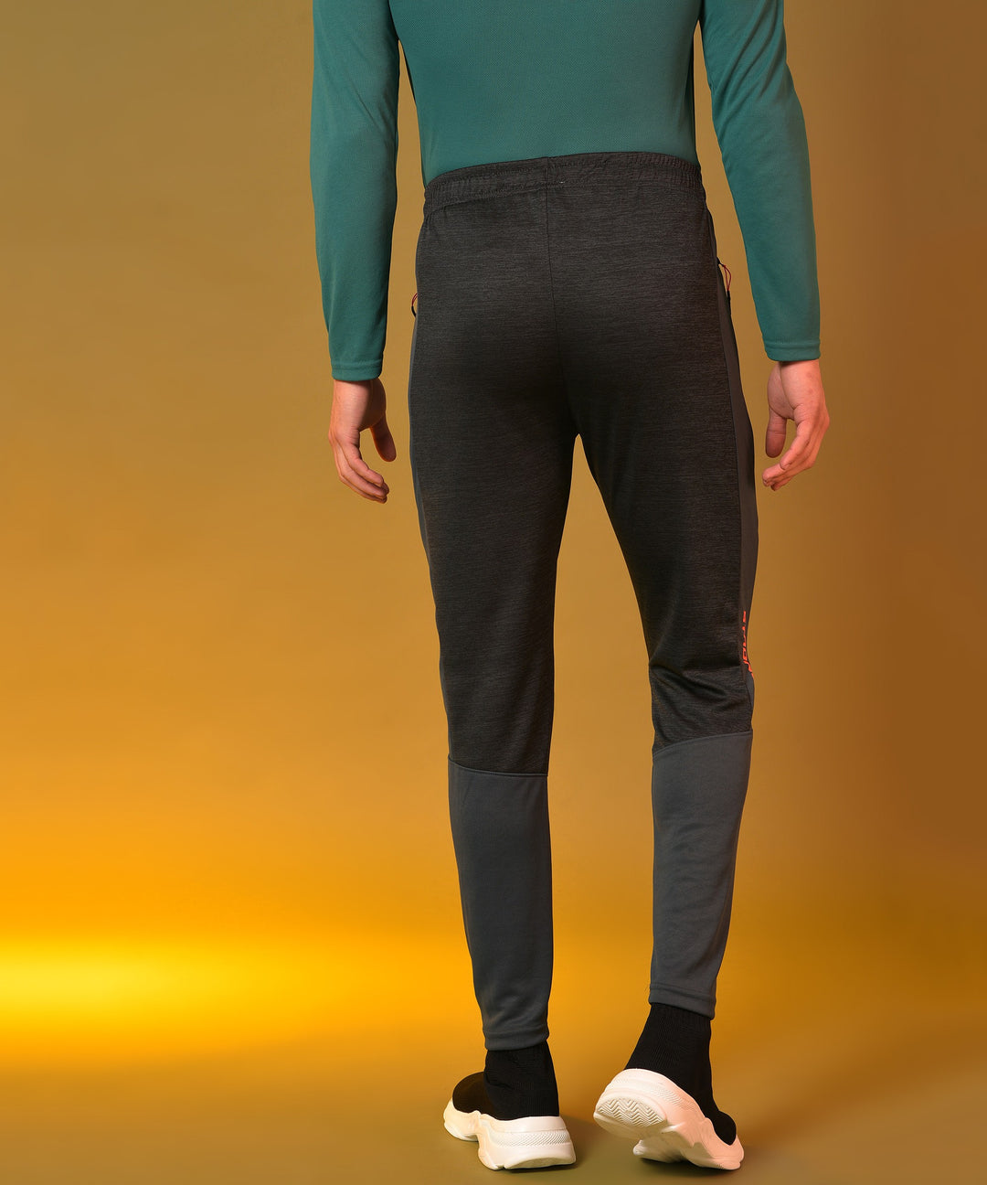 Self Design Men Black Track Pants  (Dark Carbon)