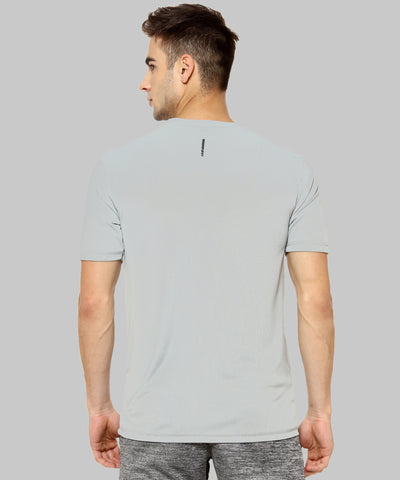 Grey Men Solid Polyester Sports Tshirt Polo Neck
