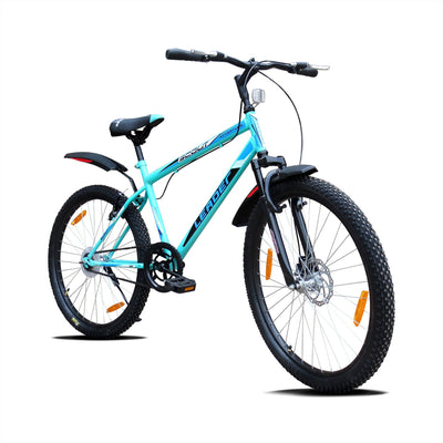 Scout 26T Front Suspension, Front Disc - Sea Green & Black for MTB Ride - 26 T Mountain Cycle, Single Speed, Green & Black