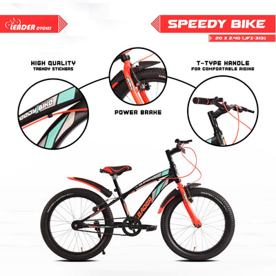 Speedy Bike 20T Kids Cycle, Ideal for 7-10 Years Age, 20" Mountain Cycle, Single Speed, Black