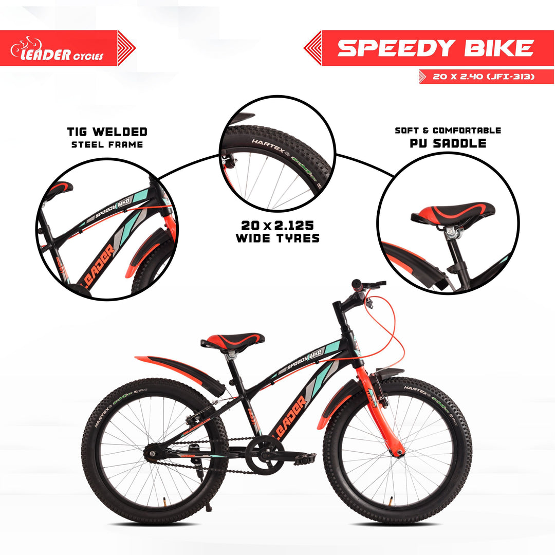 Speedy Bike 20T Kids Cycle, Ideal for 7-10 Years Age, 20" Mountain Cycle, Single Speed, Black