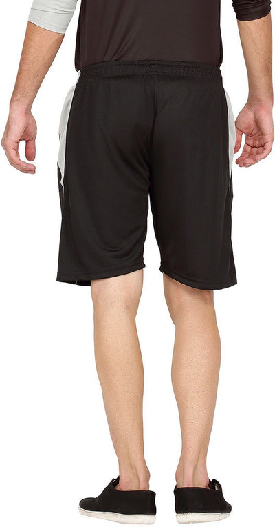 Solid Men Black Sports Shorts (Blended Cotton)