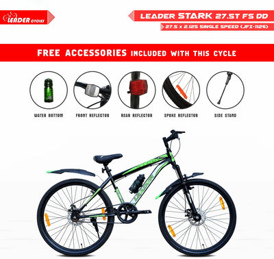 Stark 27.5T MTB Cycle Bike with Dual Disc Brake and Complete Accessories, 27.5" Mountain Cycle, Single Speed, Black