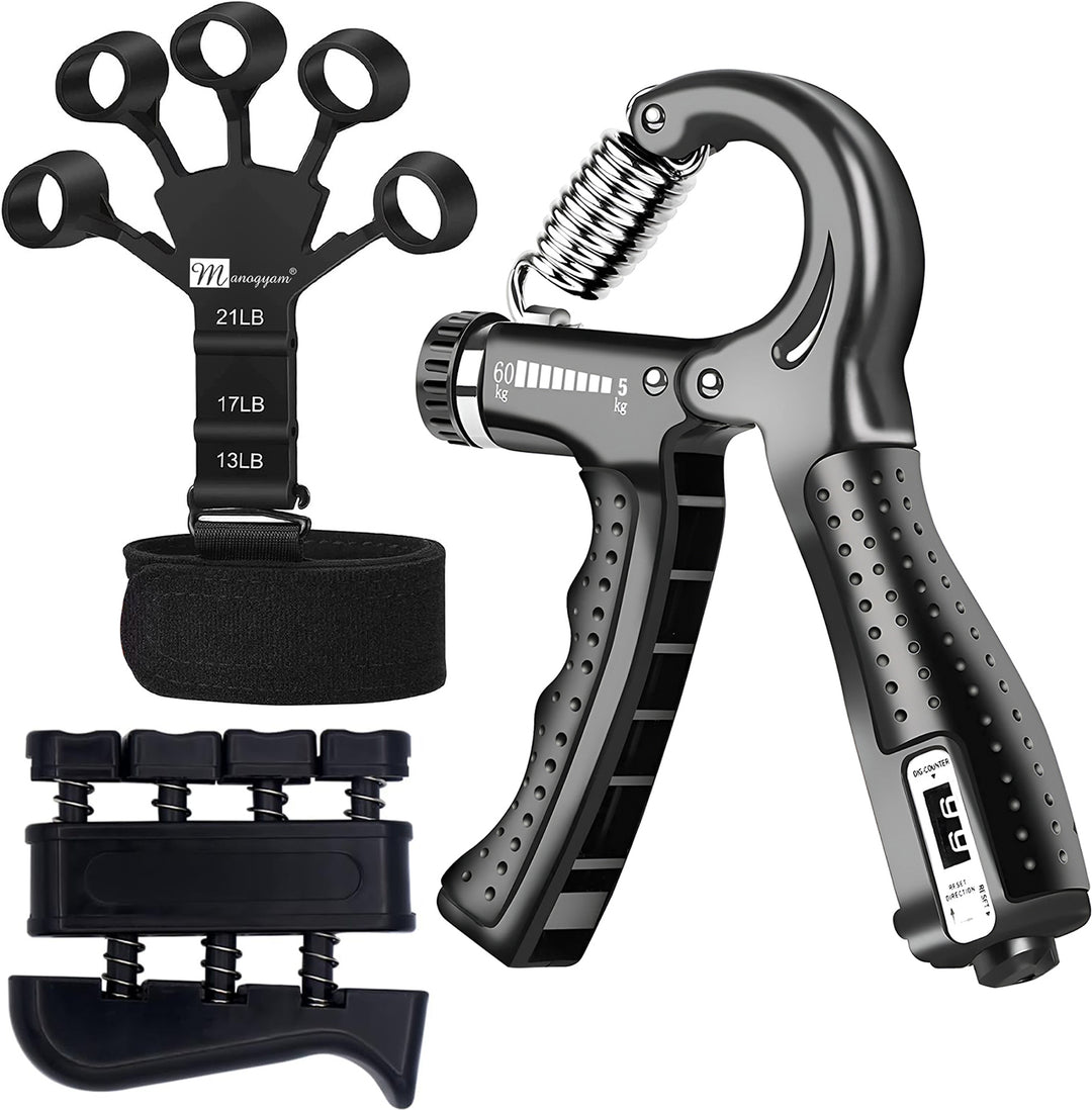 Strength Trainer Kit-Hand Gripper | Forearm Trainer & Individual Finger Exerciser