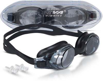 Anti-Fog Swimming Goggles with Protection Case (Black)