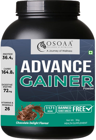 Advance Mass Gainer for Healthy Body Gains | Boosts Metabolism | Chocolate Delight 3KG