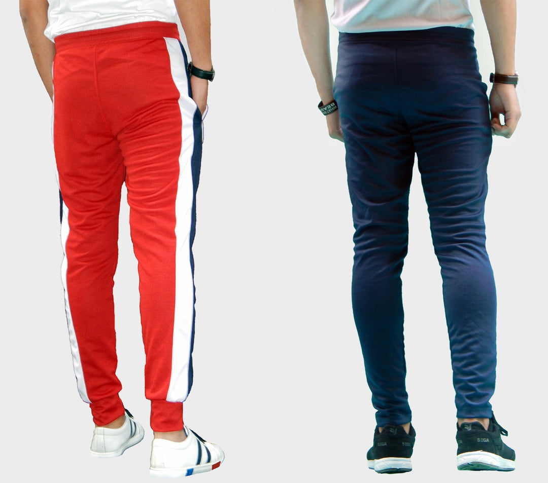 Men Striped Red/Grey Track Pants (Pack of 2)
