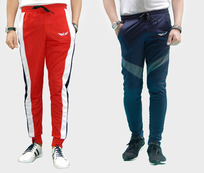 Men Striped Red/Grey Track Pants (Pack of 2)