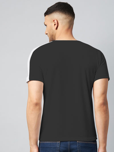 Color Block V Neck T-shirt (Black) (Pack of 1)