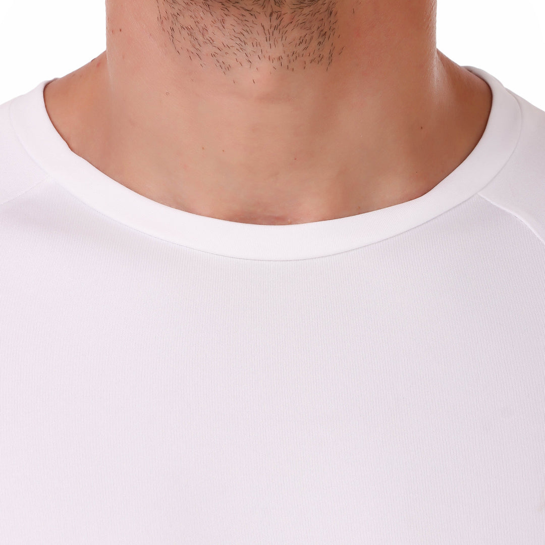 Solid Men Round Neck White T-Shirt (White)