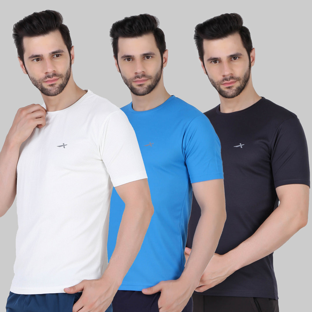 Solid Men Round Neck T-Shirt (White |Blue |Black)