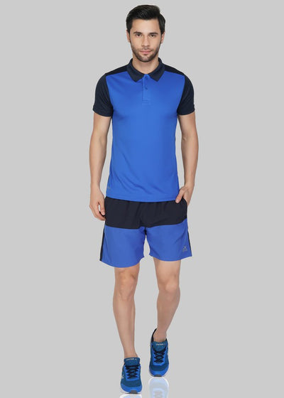 Color Block Men Polo Neck Blue T-Shirt