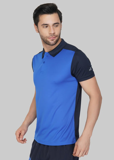 Color Block Men Polo Neck Blue T-Shirt