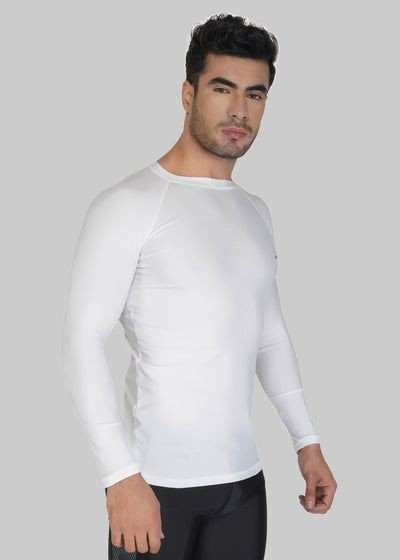 Solid Men Round Neck White T-Shirt (White/Sportswear)