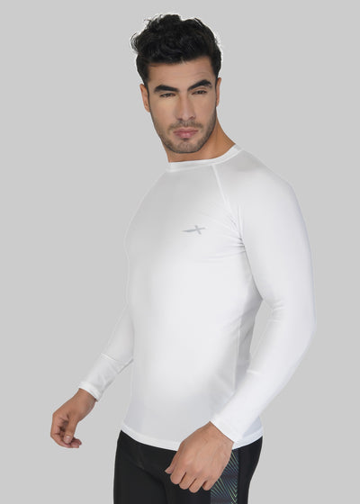 Solid Men Round Neck White T-Shirt (White/Sportswear)