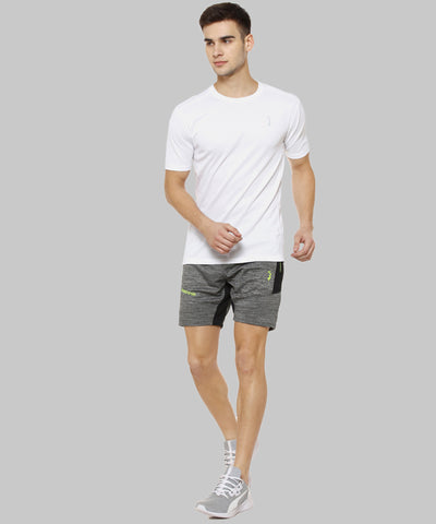 White Men Solid Polyester Sports Tshirt Round Neck