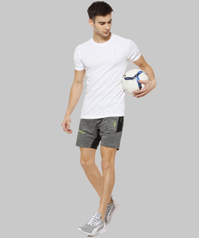 White Men Solid Polyester Sports Tshirt Round Neck