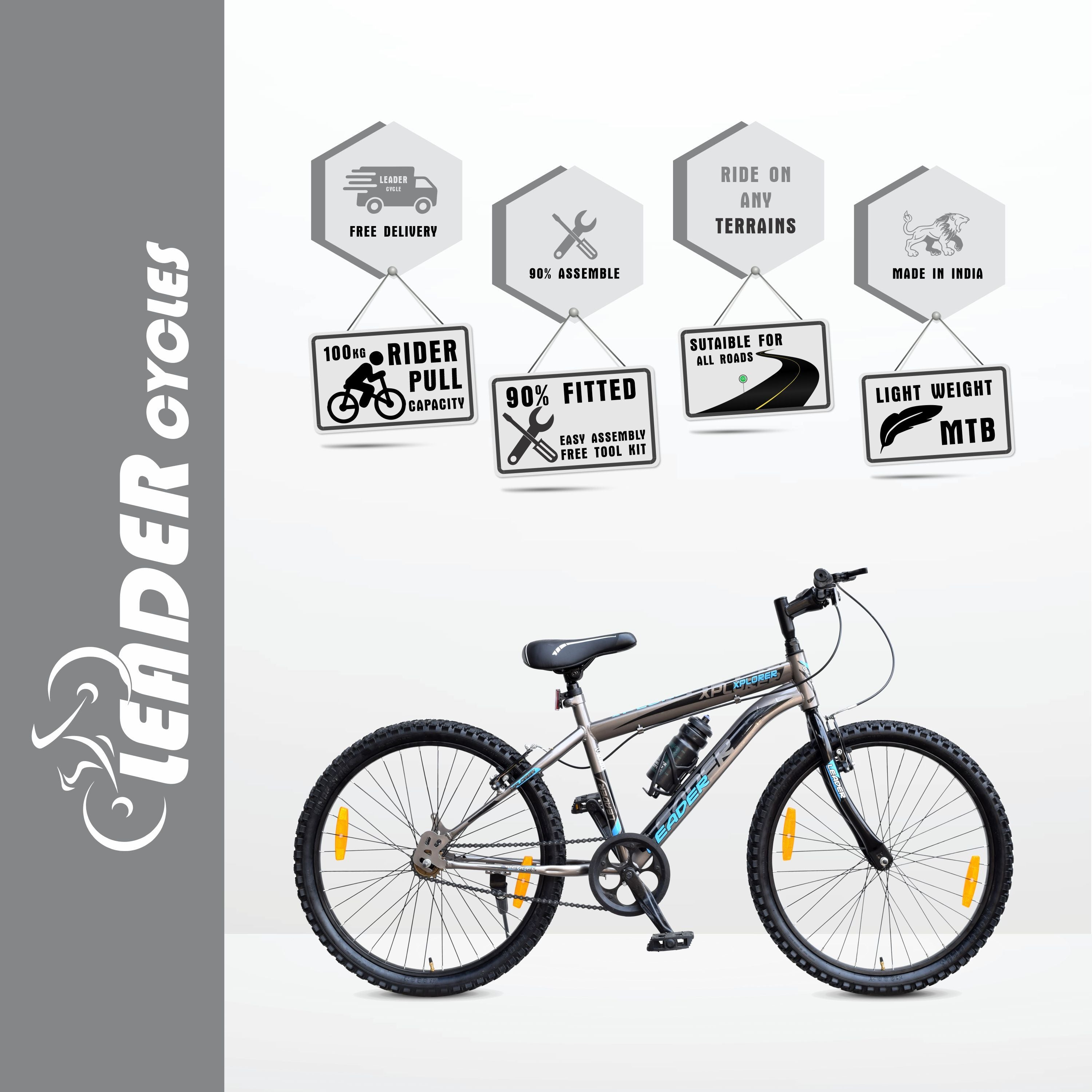 Xplorer MTB 24T Mountain Bicycle Single Speed Ideal for 9 14