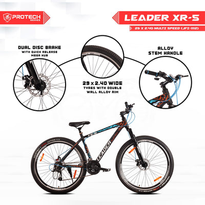 XR-5 29T, 21-Speed Alloy MTB Cycle with Dual Disc Brake and Front Suspension, 29" Hybrid Cycle City Bike, 21-Gear, Black