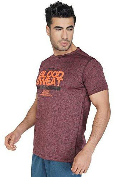 Printed Men Round Neck Maroon T-Shirt