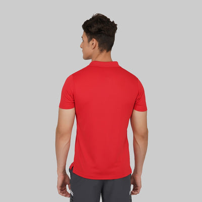 Striped Men Polo Neck Red T-Shirt (Red)